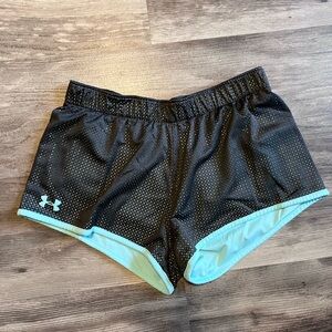 Under Armour Women's Black and Light Blue Athletic Shorts